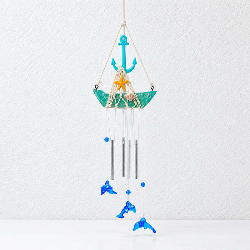 CouldNook Coastal Sailboat Wind Chime - Nautical Symbols And Suspended Charms
