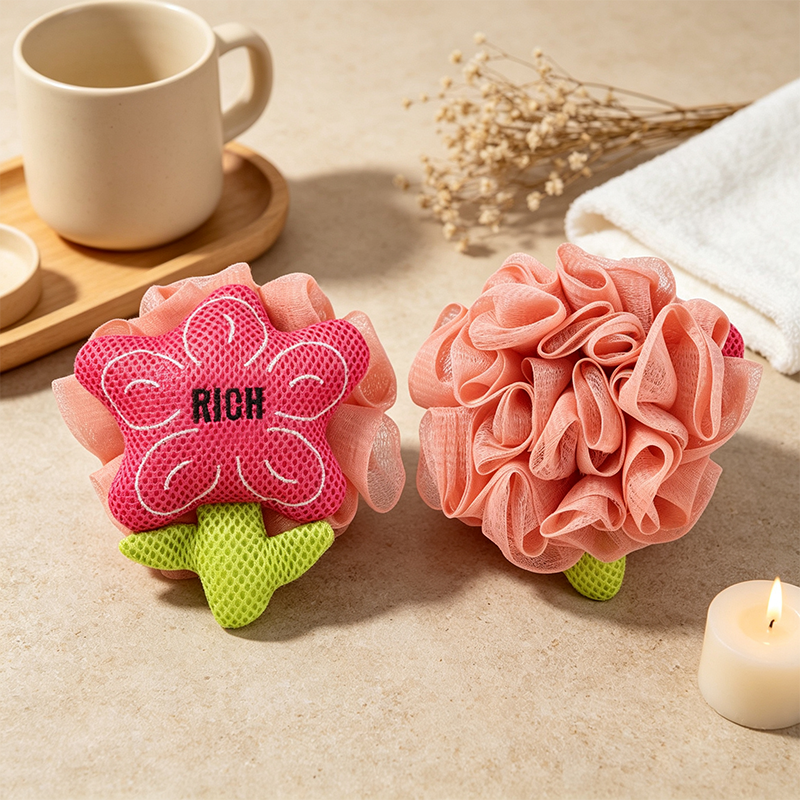 CouldNook Animal Flower Bath Pouf - Double Sided Designs
