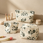 CouldNook Leaf Pattern Cosmetic Bag - Vanity Storage Accent