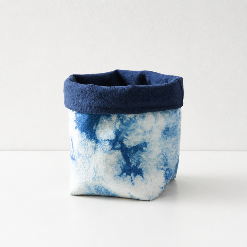 CouldNook Blue Fabric Storage Basket - Rolled Rim Tabletop Organizer