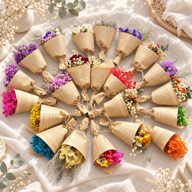 CouldNook Mini Dried Flower Bouquet - Newsprint Style Wrap