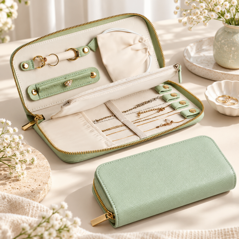 CouldNook Travel Jewelry Organizer Case - Zipper Compartments