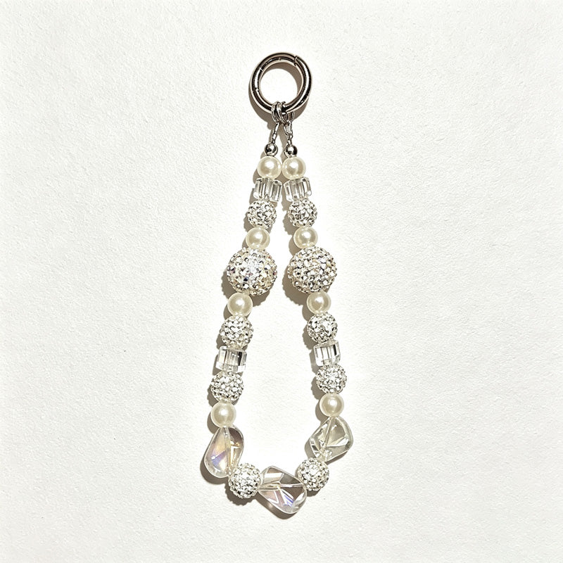 CloudNook Beaded Phone Wrist Strap-Sparkling Rhinestone Pearl Chain