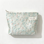 CouldNook Floral Vine Makeup Pouch - Textured Blossoms And Top Zipper