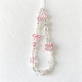 CloudNook Beaded Phone Wrist Strap-Pink Cat Bow Charms