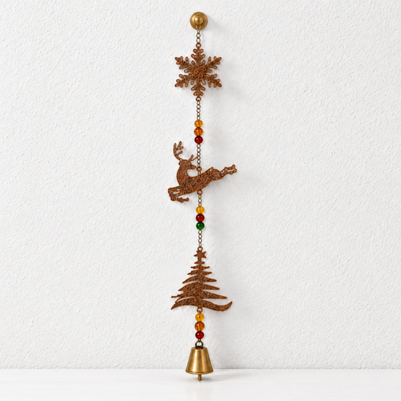 CouldNook Reindeer Bell Hanging - Snowflake Tree And Colored Bead Details