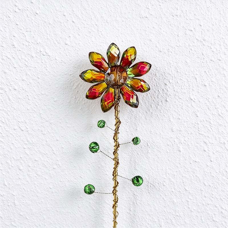 CouldNook Flower Suncatcher Plant Stake - Faceted Petals And Beaded Branches