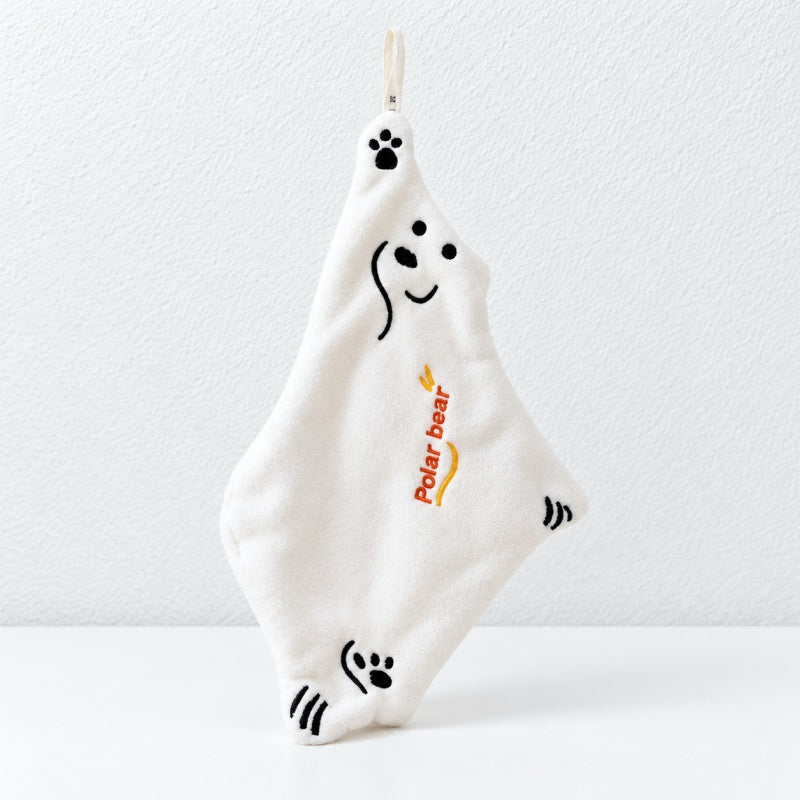 CouldNook Polar Bear Hand Towel - Embroidered Face and Paws