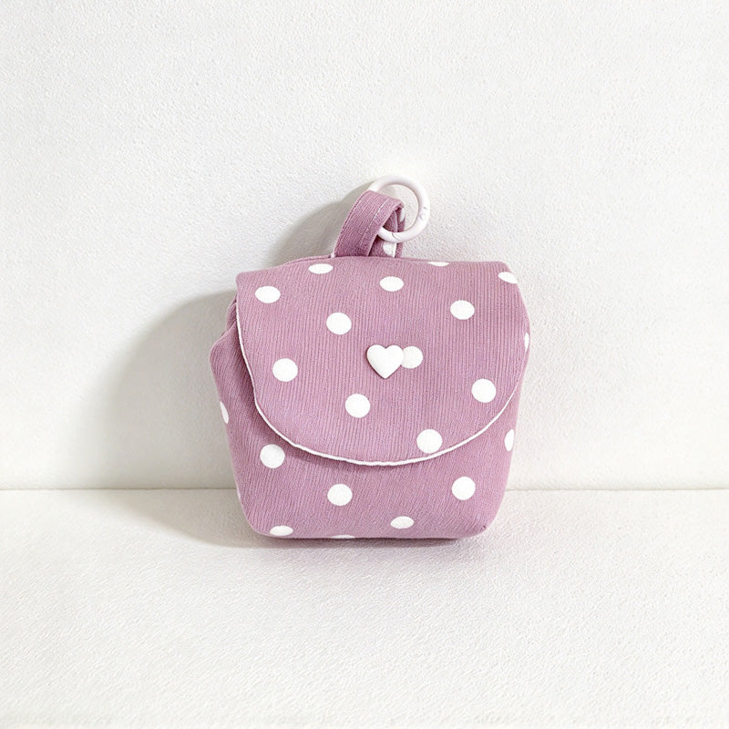 CouldNook Polka Dot Flap Makeup Pouch - Heart Fastener And Top Ring