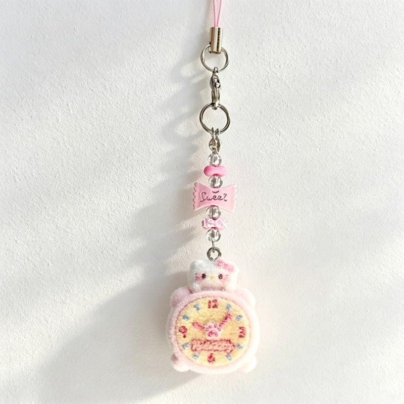 CloudNook Phone Charm Strap-Textured Cartoon Cat Pendant Design