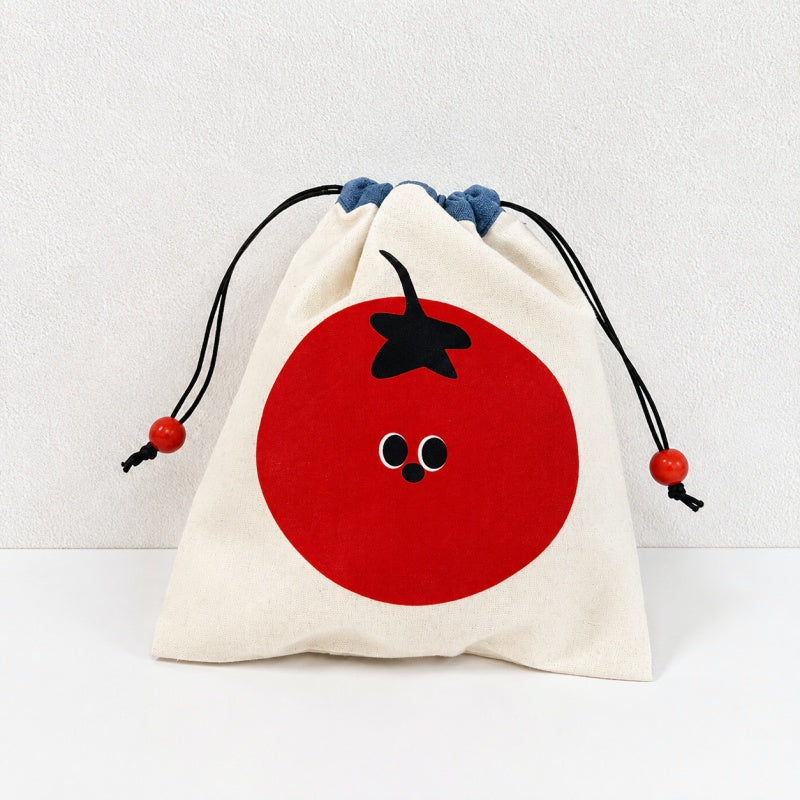 CouldNook Denim Tomato Embroidered Tote Bag - Interior Pockets