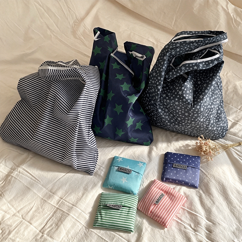 CloudNook Striped Star Foldable Tote‑Reusable Shopping Grocery Bag