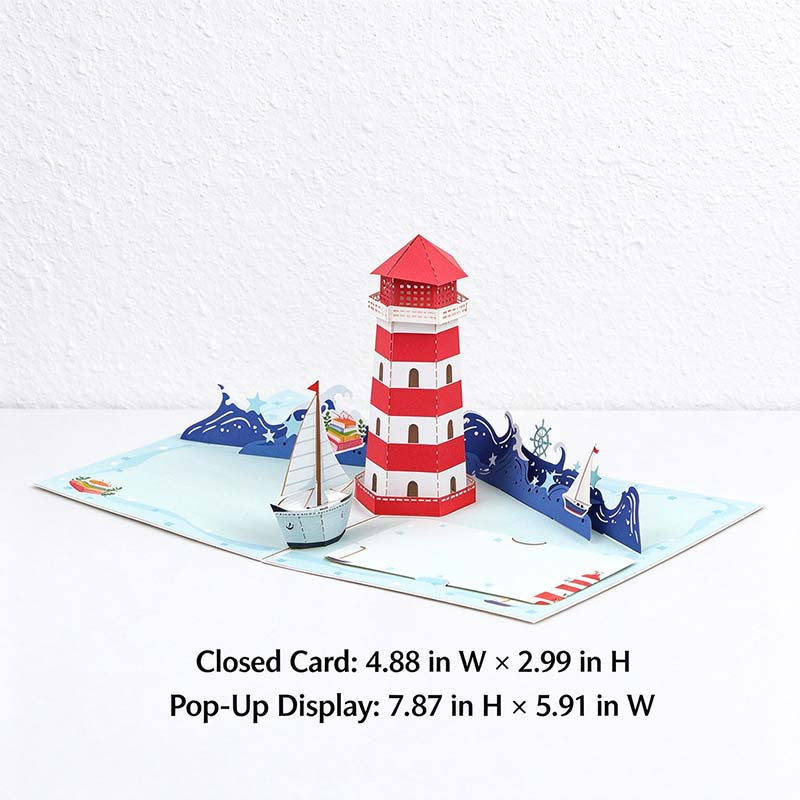 Lighthouse Pop-Up Greeting Card with Sailboat
