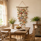 CouldNook Crochet Floral Wall Hanging - Trailing Leaves and Tassel Ends