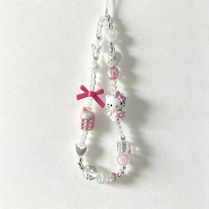 CouldNook Cat Figure Beaded Phone Charm - Loop Cord Attachment