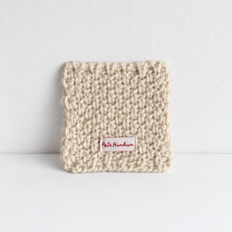 CouldNook Hand Knit Square Coaster - Chunky Textured Surface