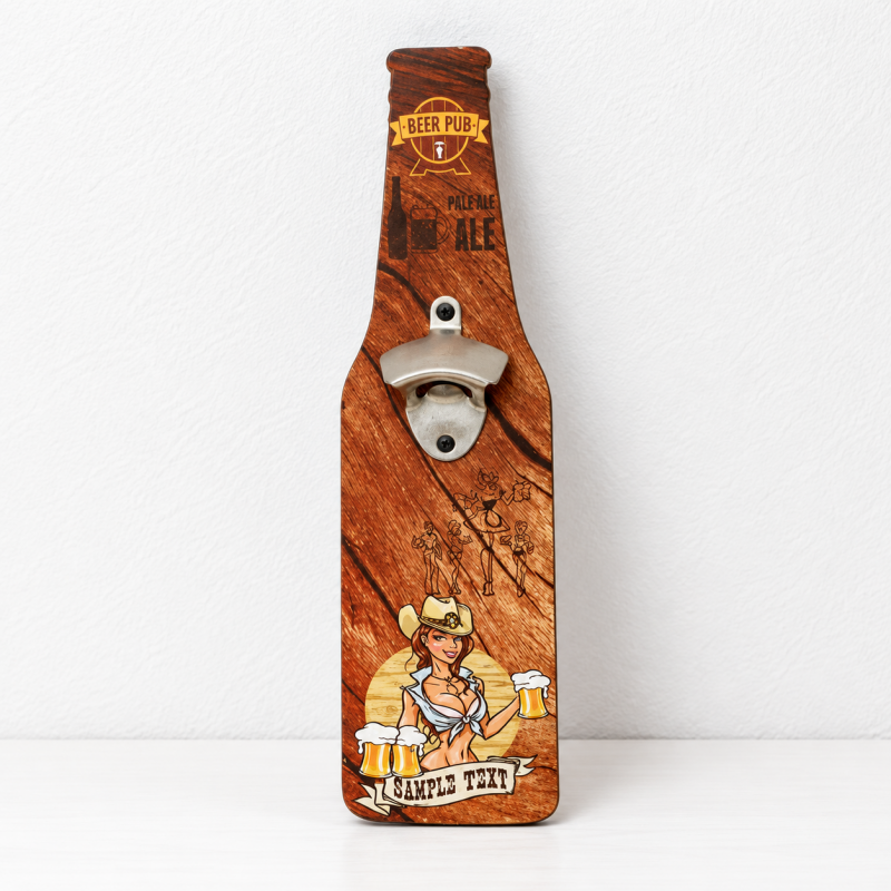 CouldNook Wall Mounted Bottle Opener - Bottle Silhouette And Printed Backing