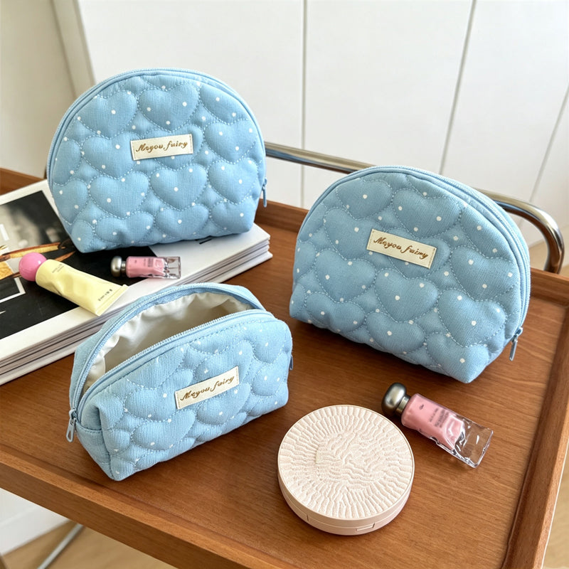 CouldNook Quilted Shell Shaped  Cosmetic Bag - Vanity Storage Accent