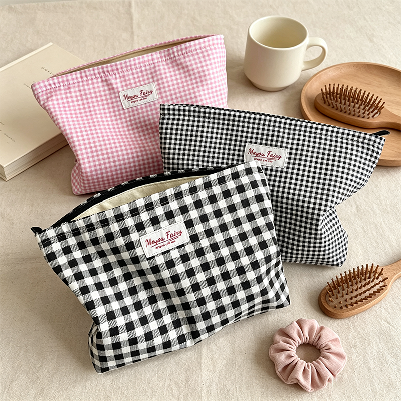 CouldNook Checked Cosmetic Bag - Vanity Storage Accent