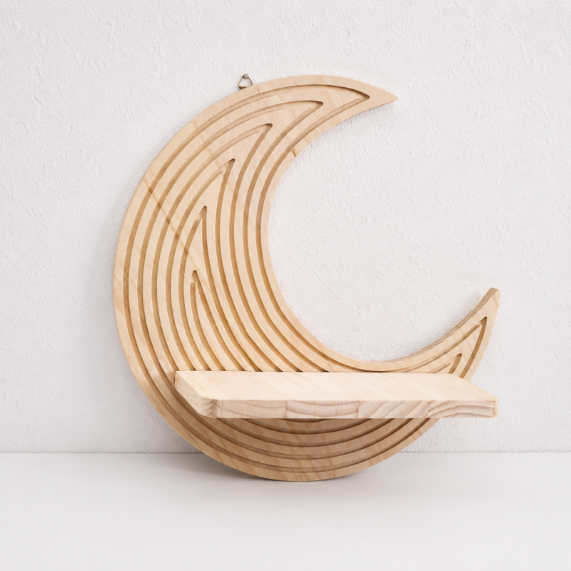 CouldNook Wooden Wall Planter Shelf - Moon and Star Shapes