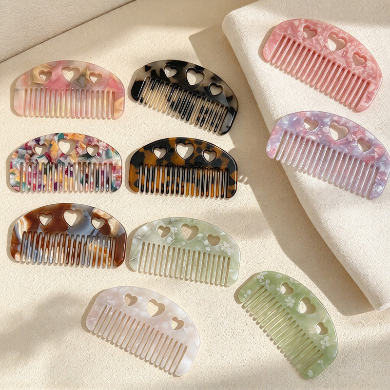 CouldNook Heart Cutout Hair Comb - Arched Acetate Design