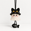 CouldNook Hat-Wearing Yarn Ghost Ornament - Dangling Themed Accent