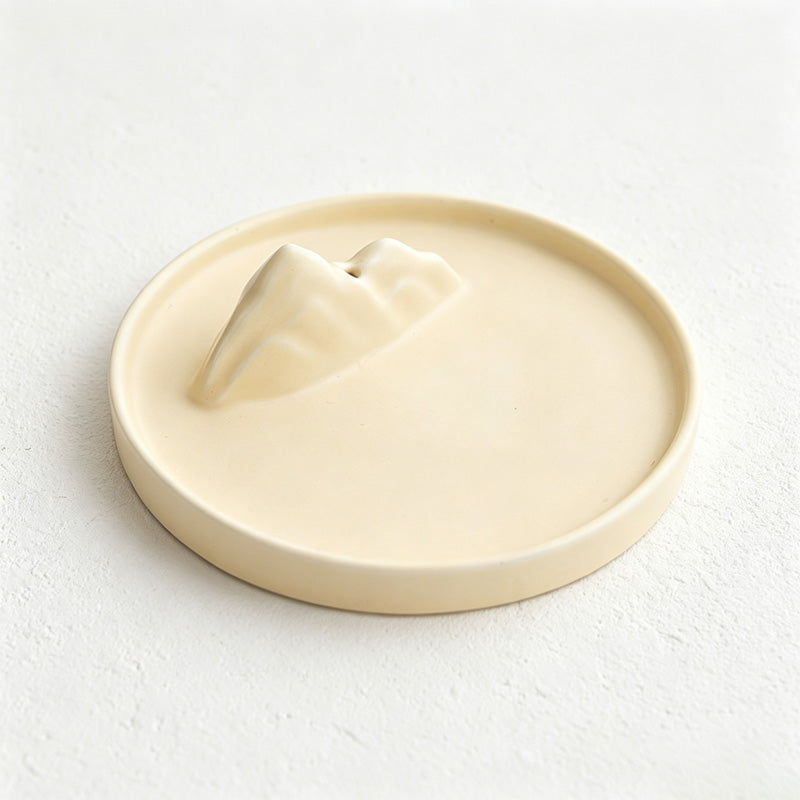 CouldNook Mountain Incense Holder - Sculpted Peak and Circular Rimmed Tray