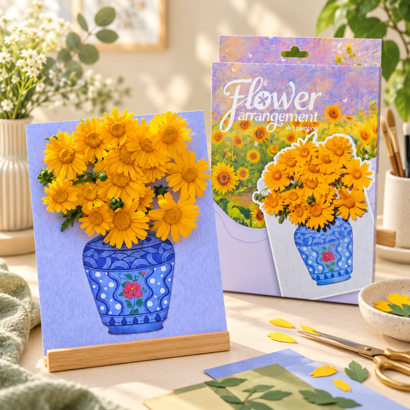 Flower Arrangement Kit - Illustrated Cards and Folding Stands