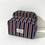 CouldNook Striped Makeup Organizer - Woven Texture And Wide Opening