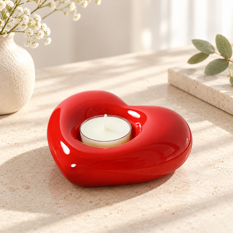 CouldNook Heart Tealight Candle Holder - Rounded Ceramic