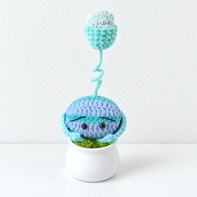 CouldNook Crocheted Character Pot Ornament - Colorful Figures And White Pots