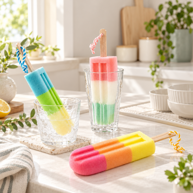 Popsicle Sponge Cup Brush with Hanging Cord