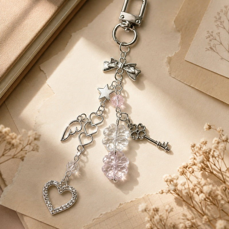 CouldNook Angel and Key Beaded Charm - Loop Cord Attachment