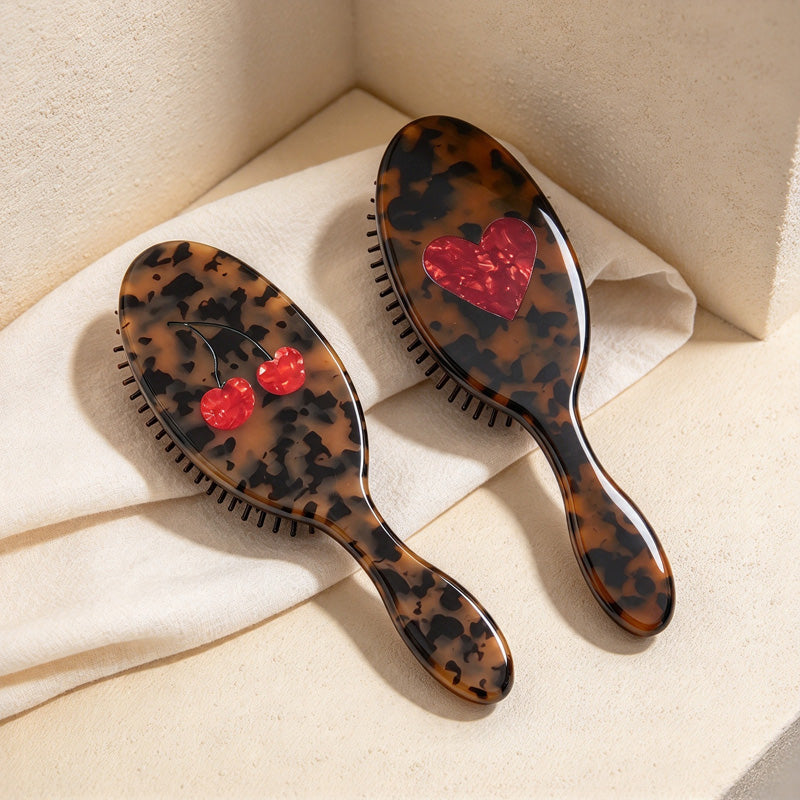 CouldNook Patterned Cushion Hairbrush - Heart or Cherries
