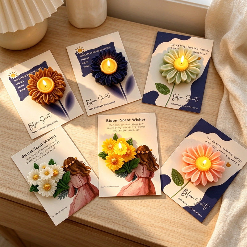 Flower Scented Candle Gift Cards with Raised Wax Blooms