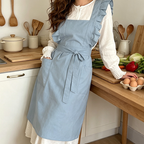 CouldNook Blue Ruffle Apron - Calm Pinafore Kitchen Layer