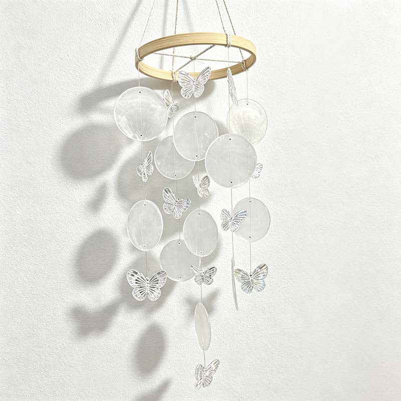 CouldNook Butterfly Shell Wind Chime - Cascading Disc Mobile