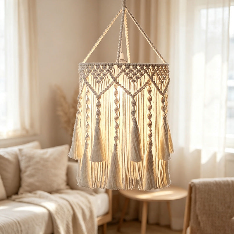 CloudNook Macrame Cotton Rope Lamp Shade‑Boho Hanging Lampshade