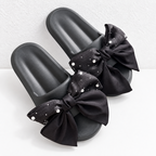 CouldNook Rhinestone Bow Slides - Black and White EVA Options