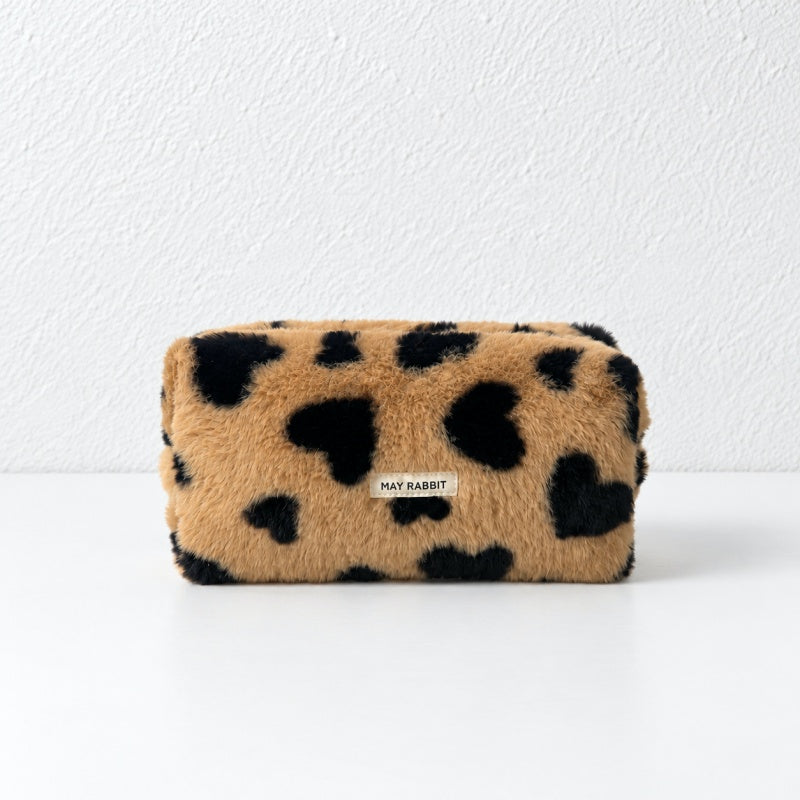 CouldNook Heart Pattern Pouch - Plush Texture and Zip Opening
