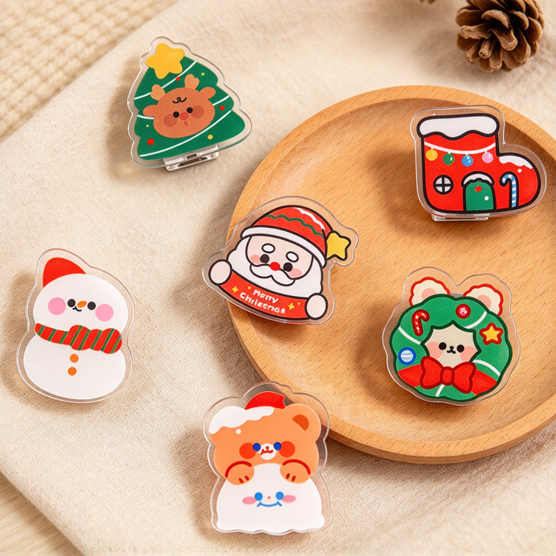 CouldNook Christmas Memo Clip - Festive Characters And Clear Shaped Border