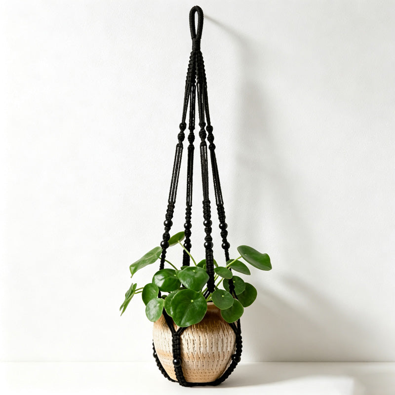 CouldNook Knotted Plant Hanger - Beaded Hanging Pot Holder (0731谭琪-MK2BLCR6H13HOB159)-OK