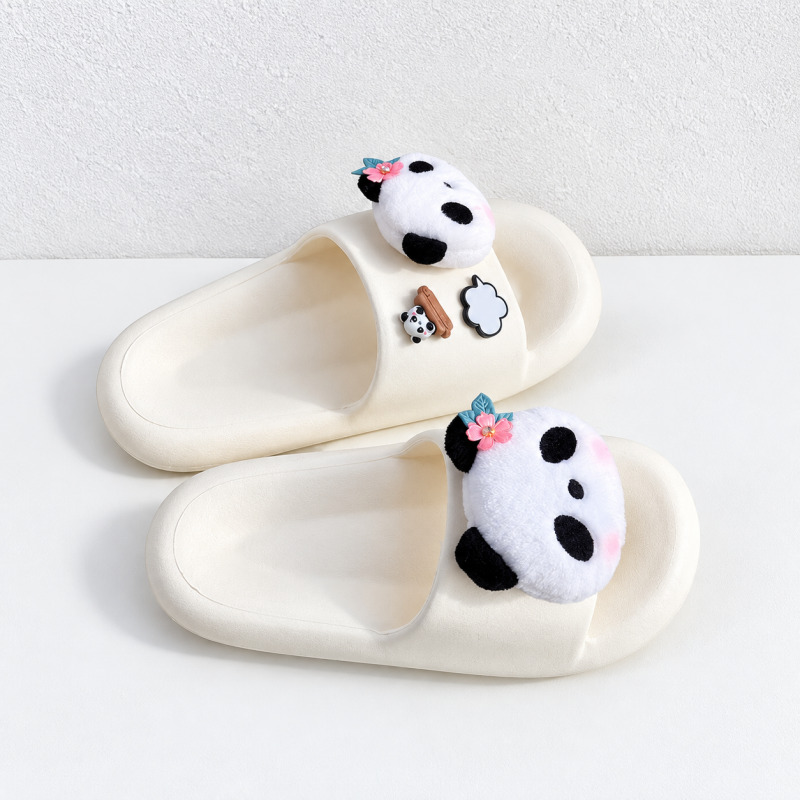 CouldNook Panda Slide Slippers - Black and White Options