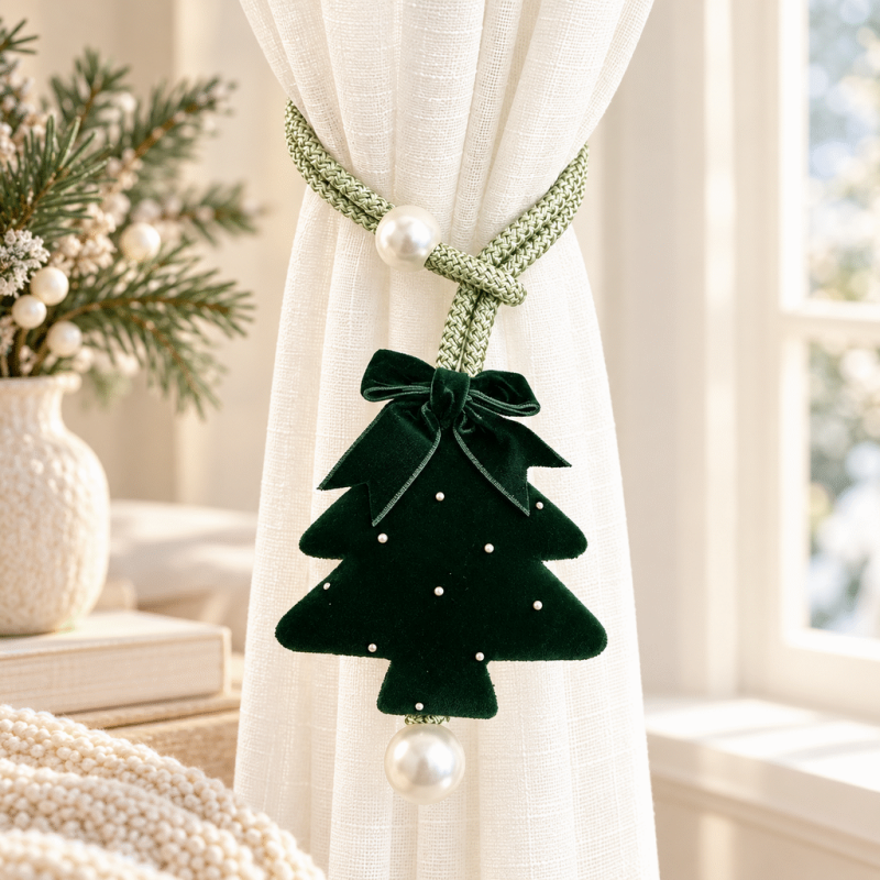 CouldNook Christmas Tree Curtain Tieback - Bow Pendant