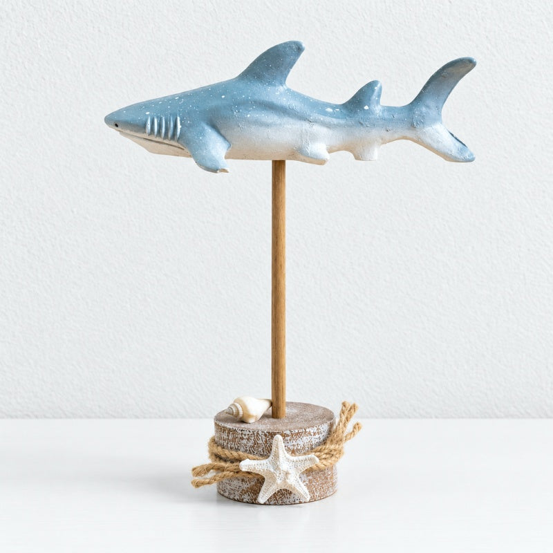 CouldNook Shark Display Ornament - Raised Form And Nautical Base