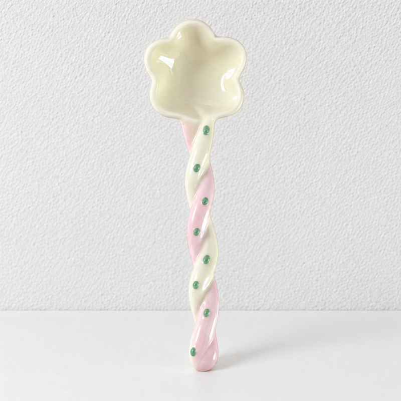 CouldNook Ceramic Flower Spoon - Long Twisted Pastel Handle