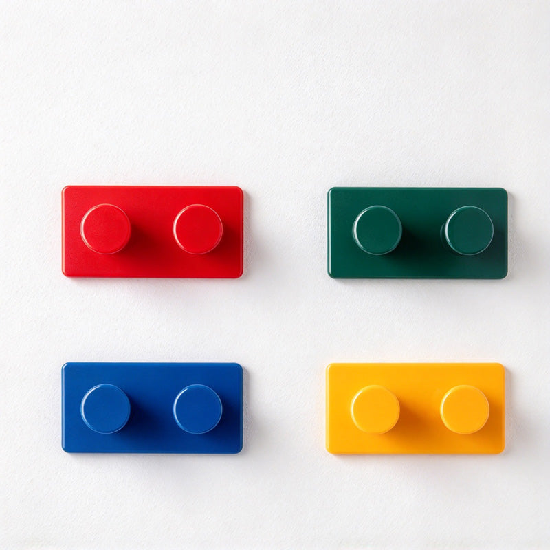 CouldNook Block-Style Adhesive Wall Hook Set - Two Round Pegs