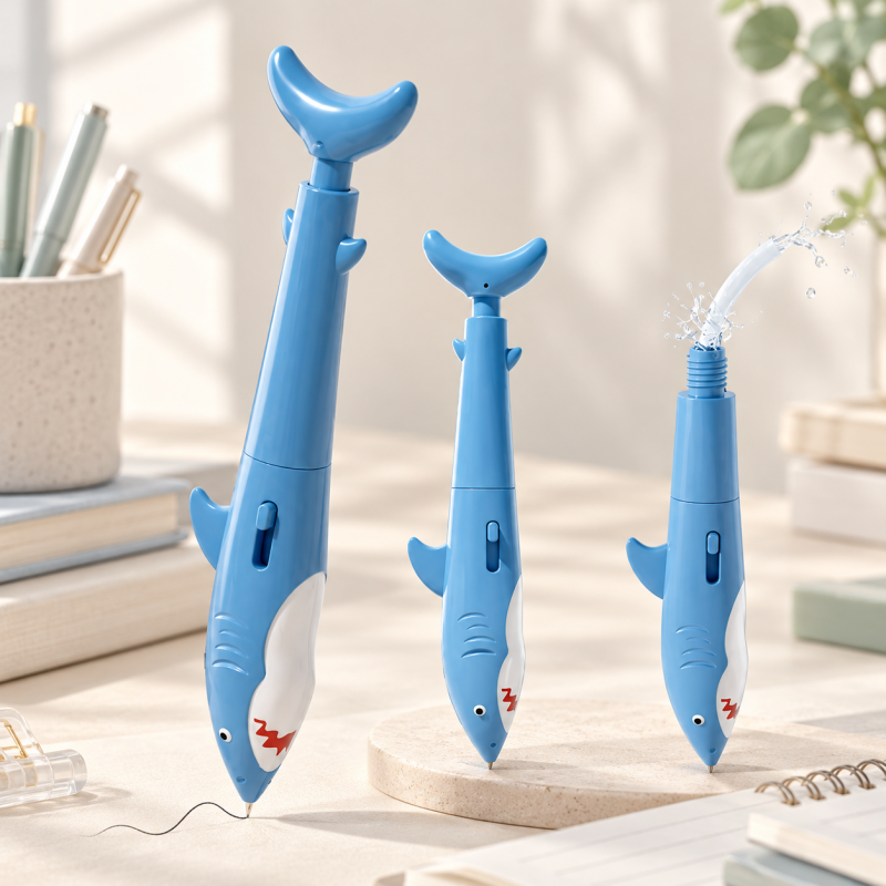 CouldNook Shark Ballpoint Pen - Water-Squirting Tail and Retractable Writing Point