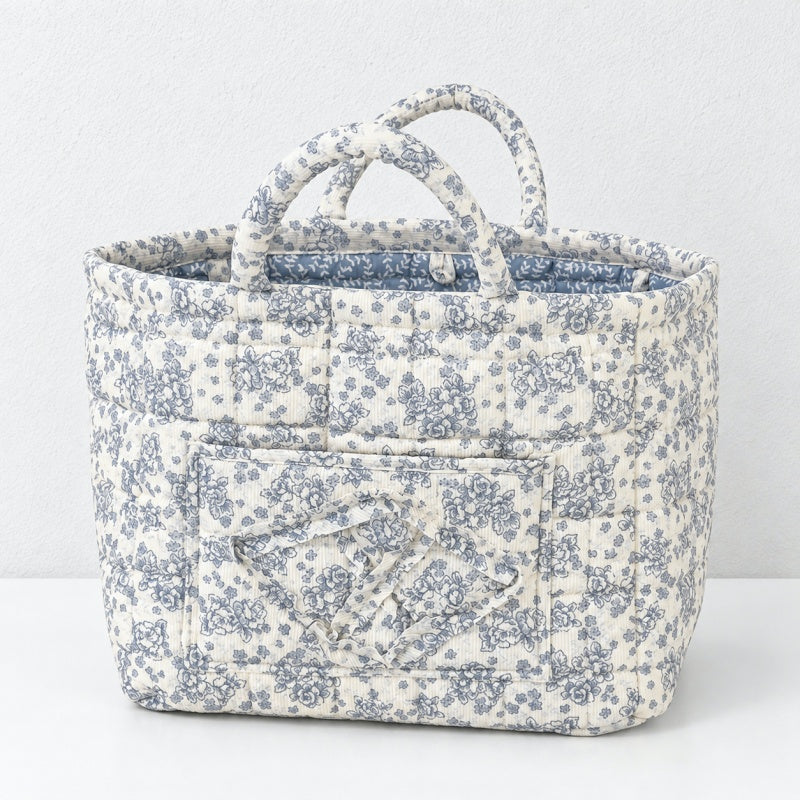 CouldNook Floral Storage Basket - Corduroy Texture and Carry Handles
