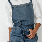 CouldNook Washed Denim Apron - Broad Pocket and Waist Ties